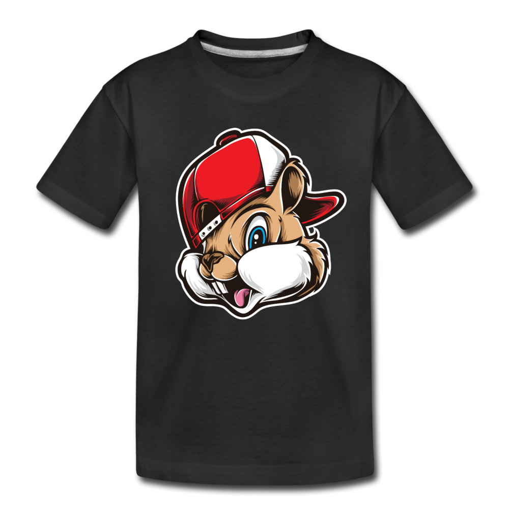 Chipmunk Hat Cartoon Kids T-Shirt - black