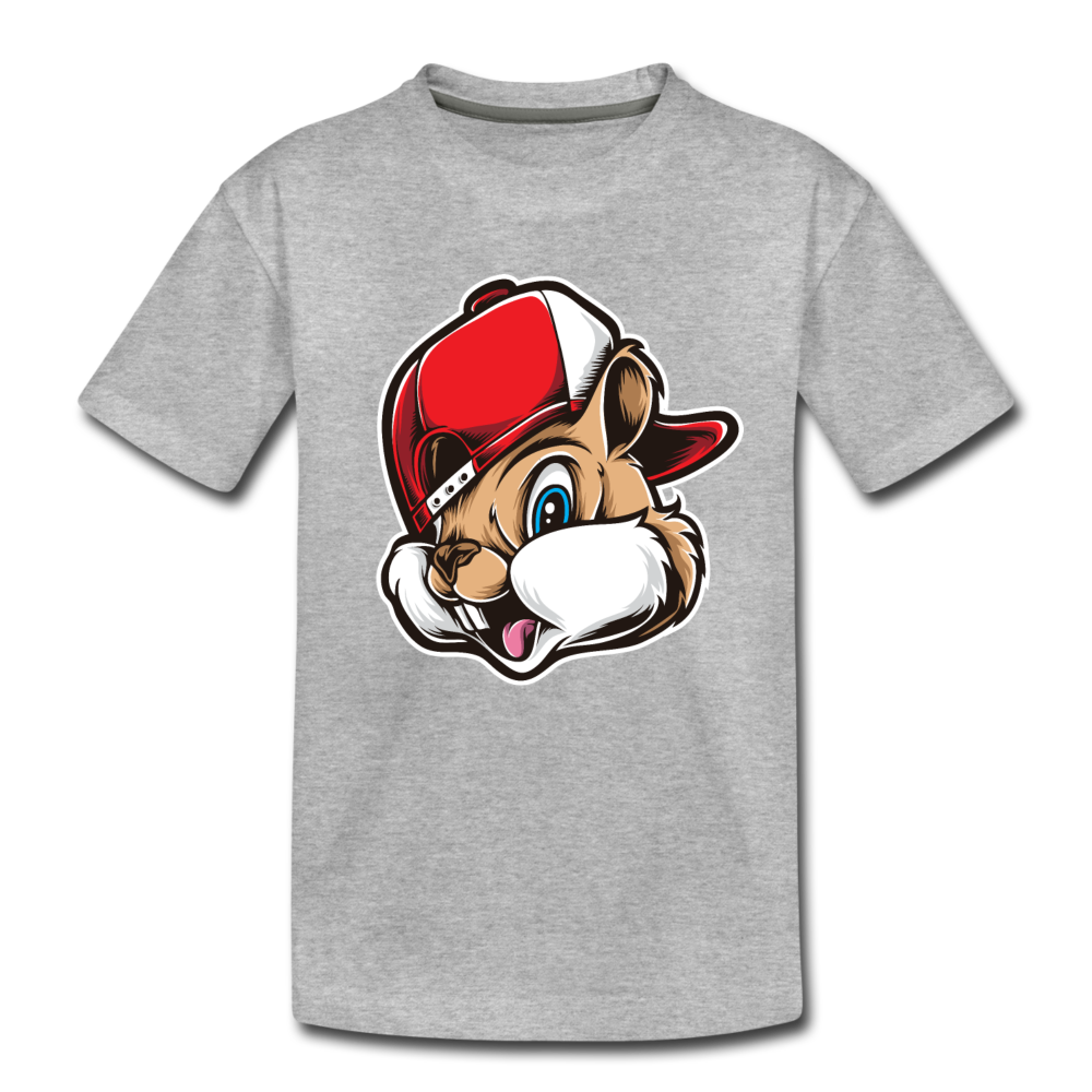 Chipmunk Hat Cartoon Kids T-Shirt - heather gray