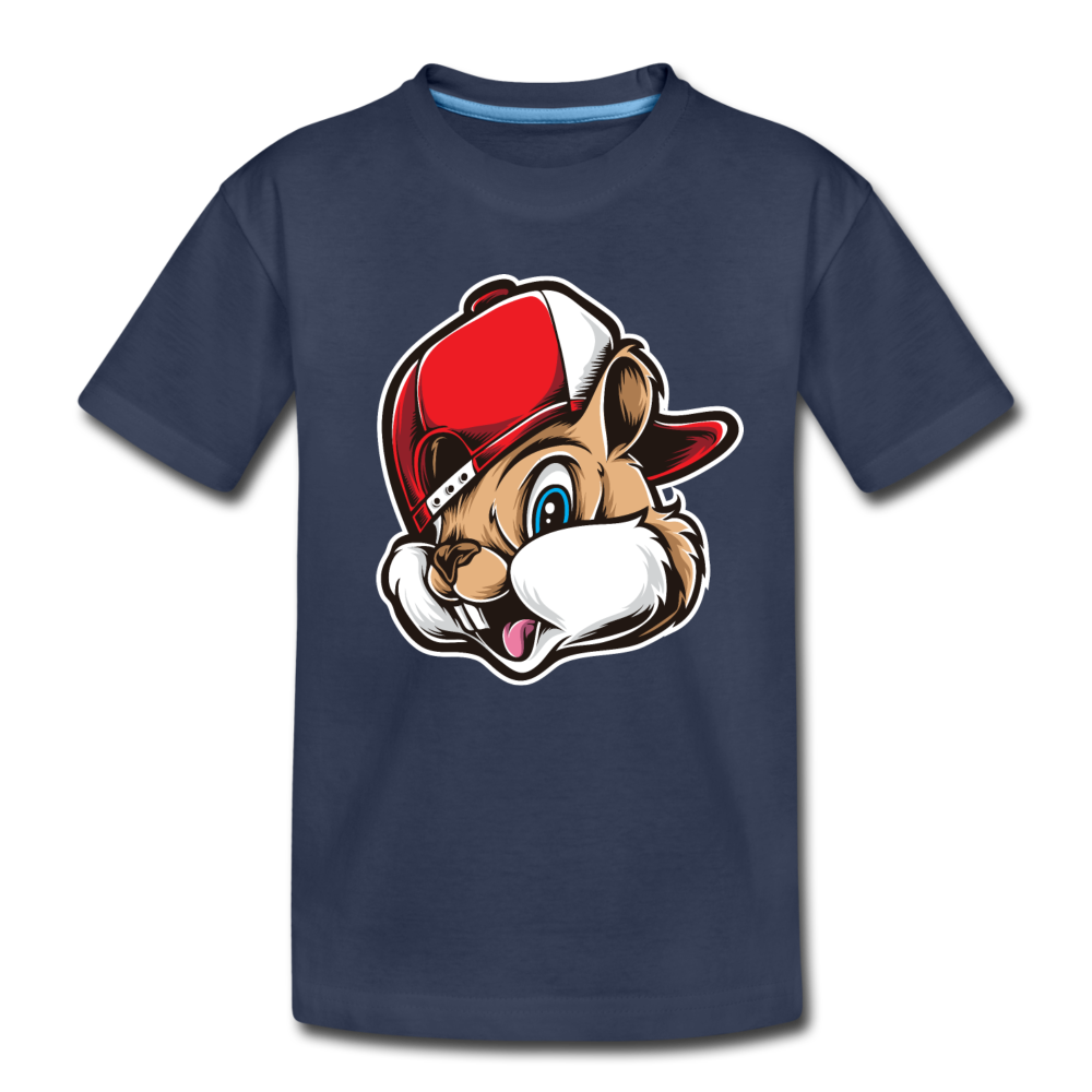 Chipmunk Hat Cartoon Kids T-Shirt - navy