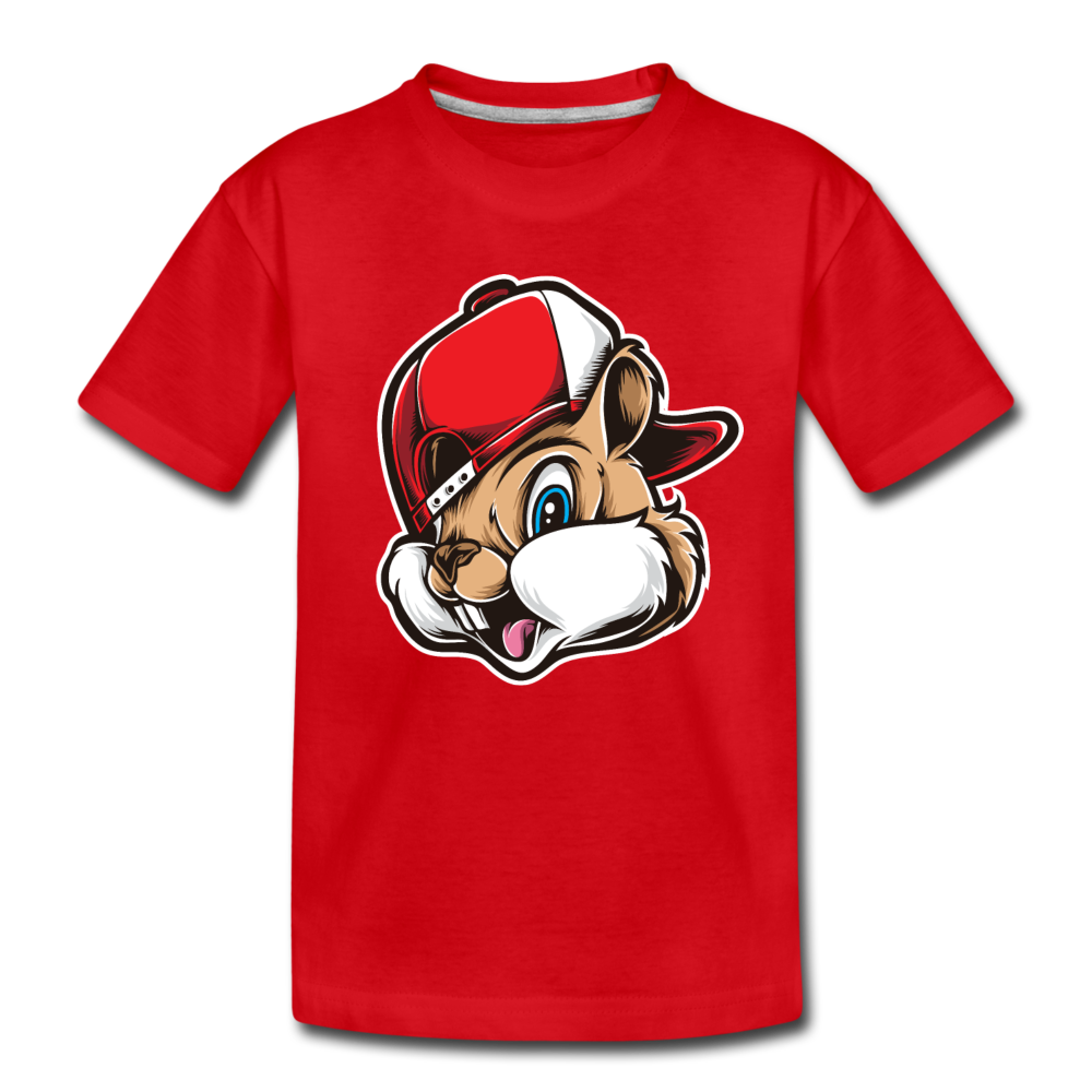 Chipmunk Hat Cartoon Kids T-Shirt - red