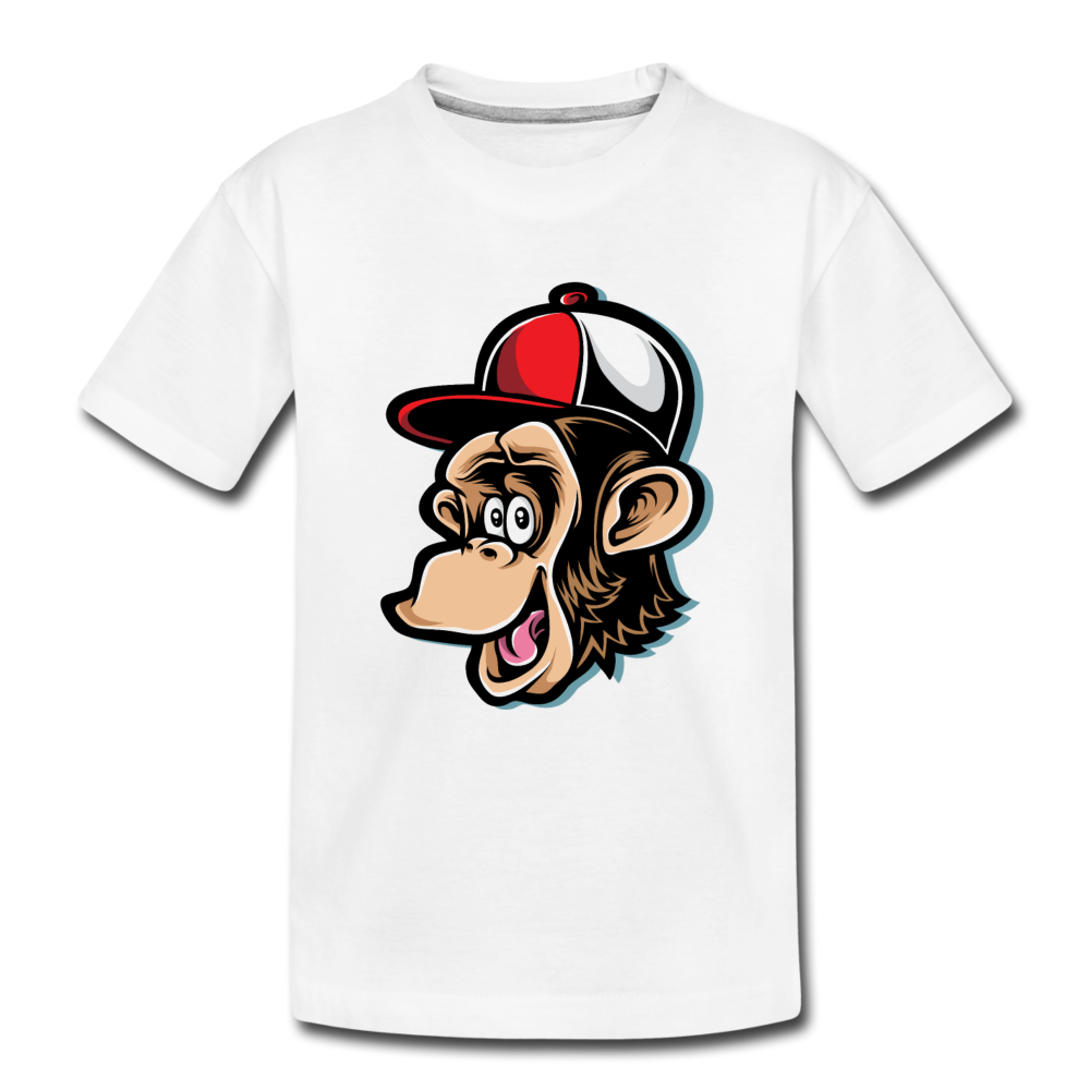 Monkey Hat Cartoon Kids T-Shirt - white