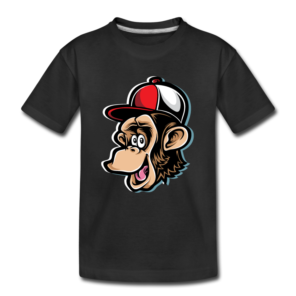 Monkey Hat Cartoon Kids T-Shirt - black