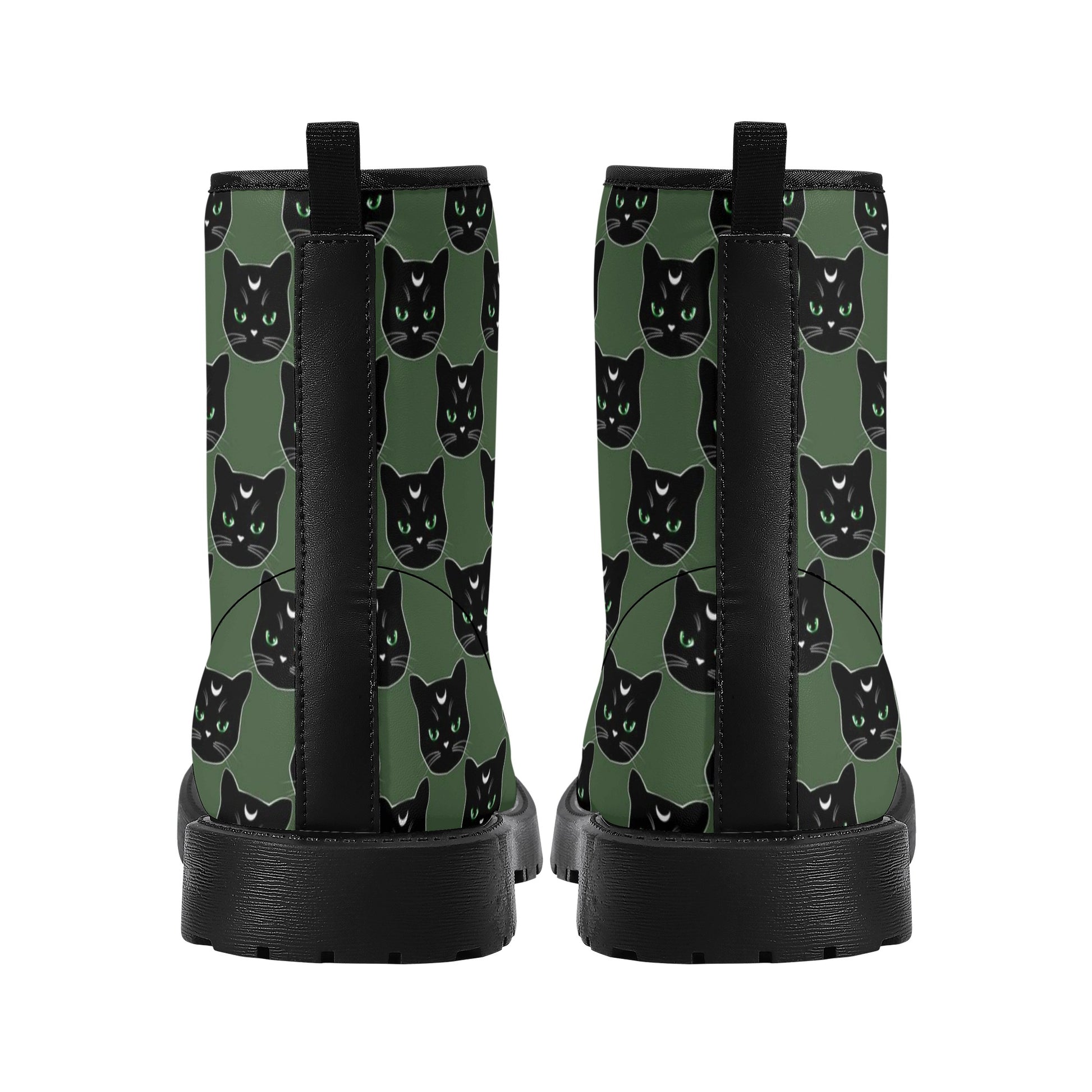 Military Green Cat Boots Women's Leather Boots