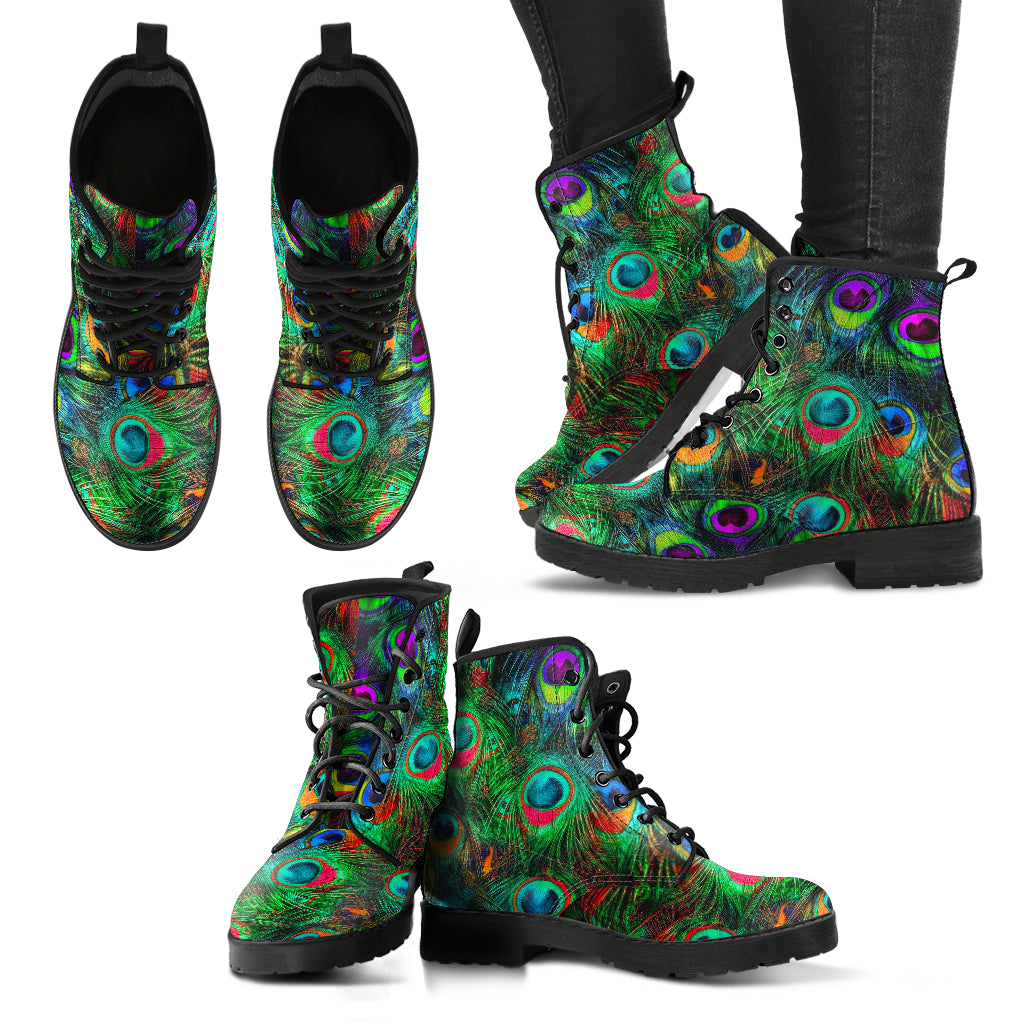 Peacock Feathers Women's Leather Boots