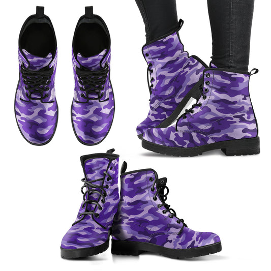 Camouflage Women's Leather Boots, Fashion Combat Boots, Vegan Leather Boots, Custom Shoes, Custom Boots, Cool Shoes