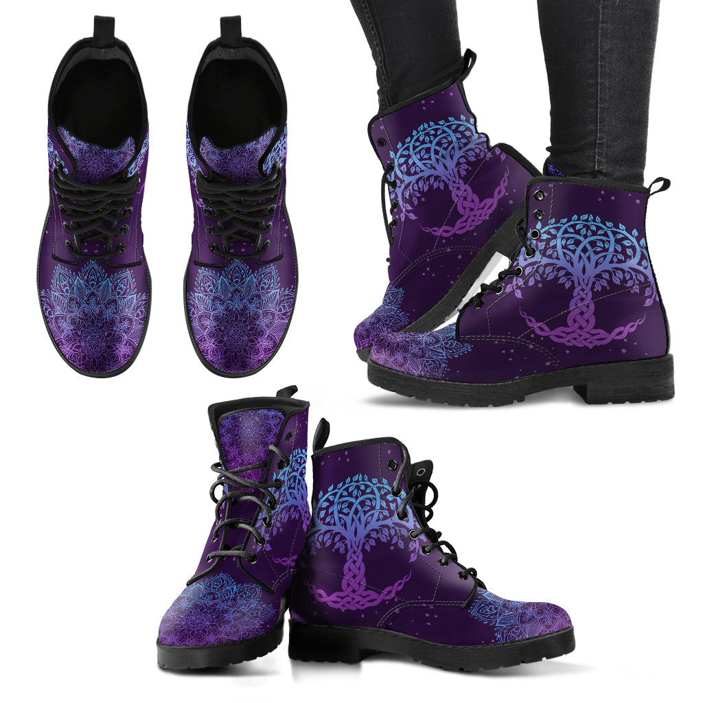 Purple Tree Of Life Handcrafted Boots