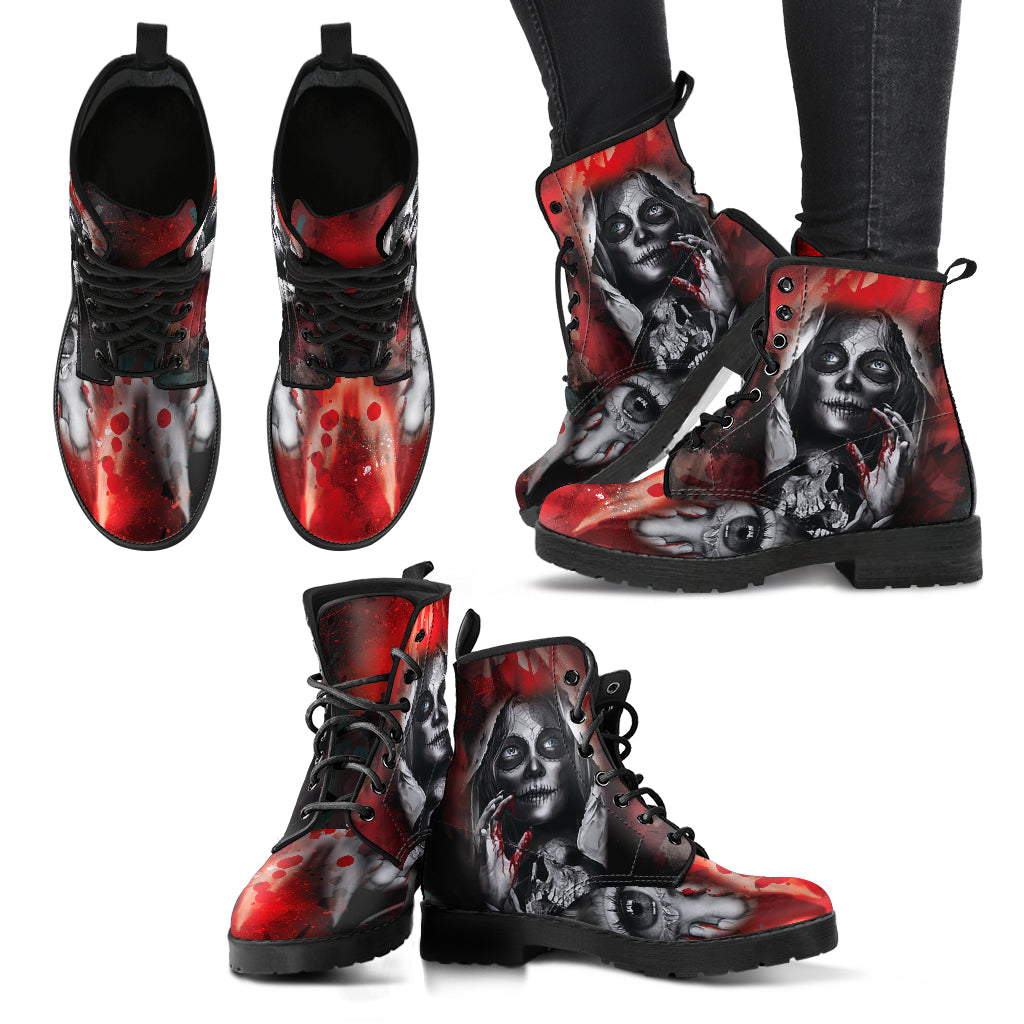 Blood & Lust Women's Leather Boots, Fashion Combat Boots, Vegan Leather Boots, Custom Shoes, Custom Boots, Cool Shoes