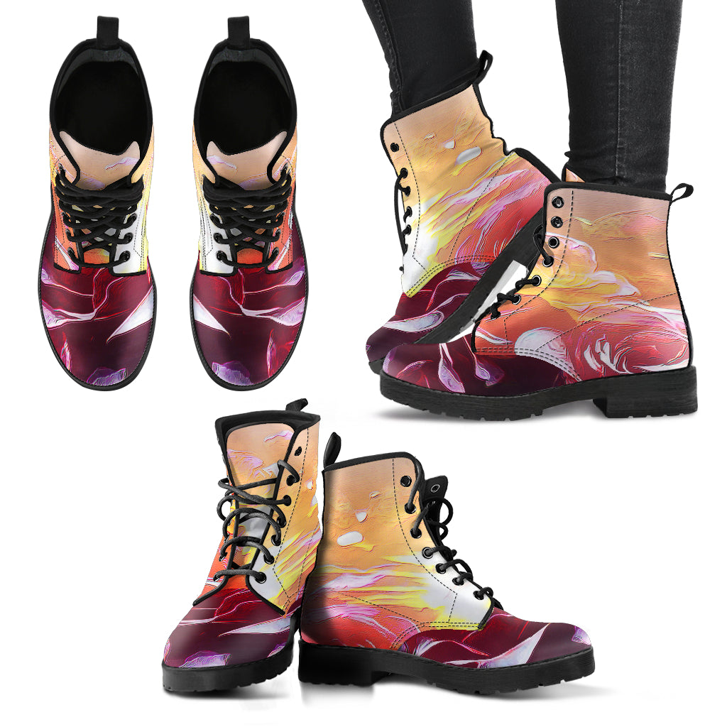 Floral Embosses: Rose Daydream 01 Women's Leather Boots