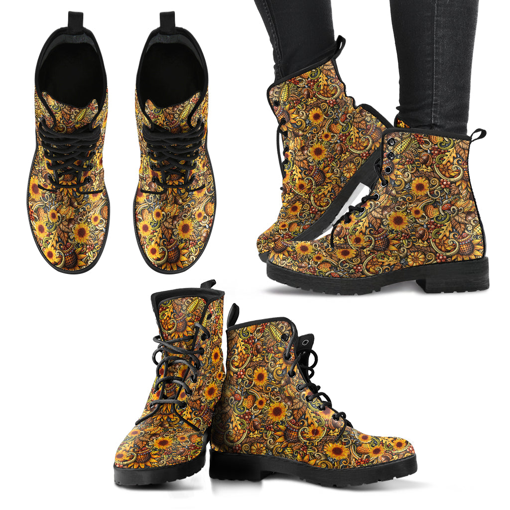 Hippie Sunflower Handcrafted Boots