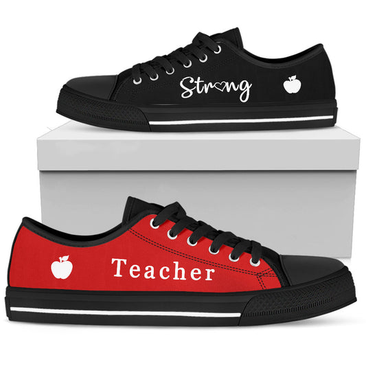 Black & Red Teacher Strong - Low Tops