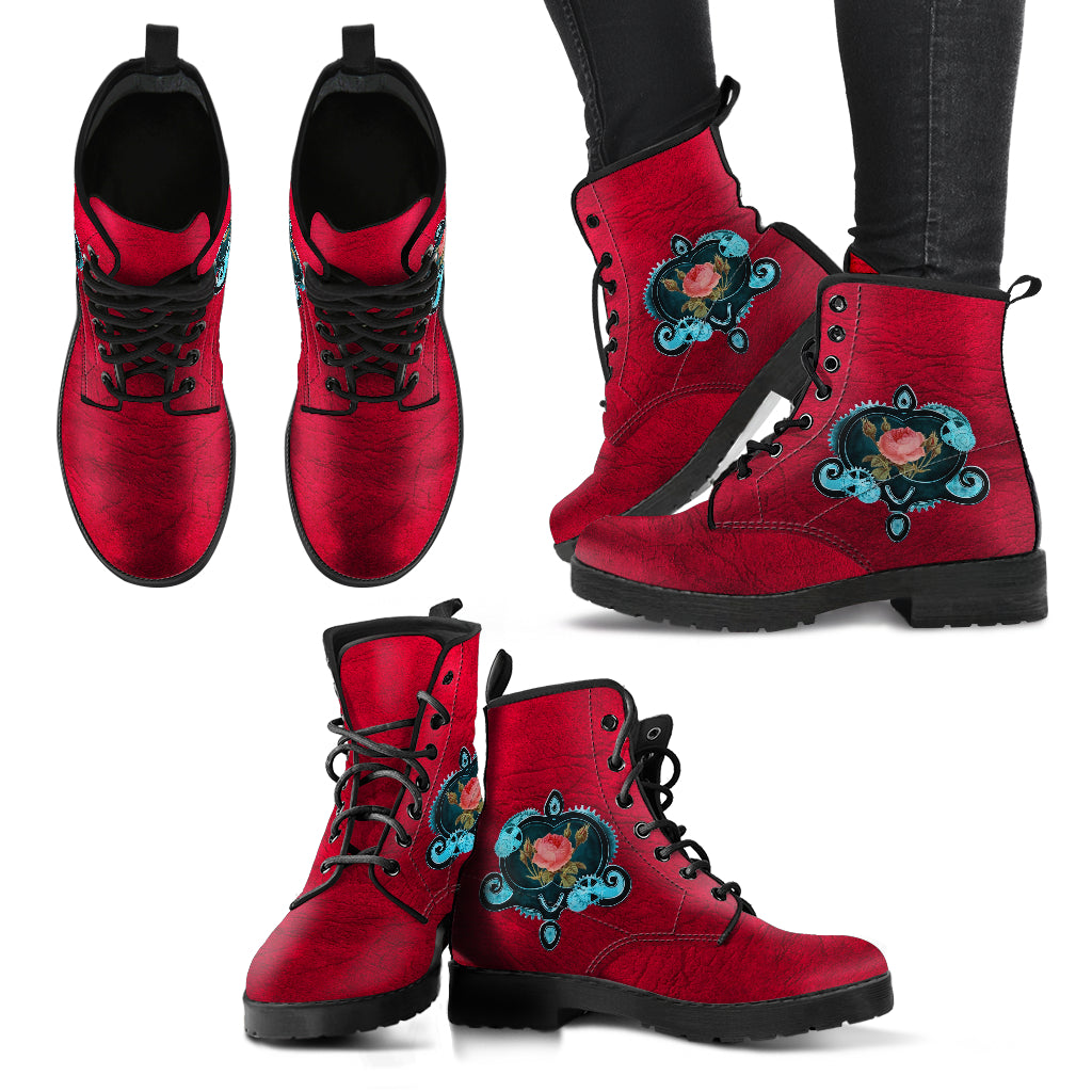 Steampunk Rose Women's Leather Boots