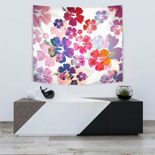 Colorful Aloha Flowers Wall Tapestry