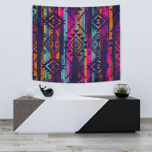 Colorful Boho Aztec Streaks Wall Tapestry
