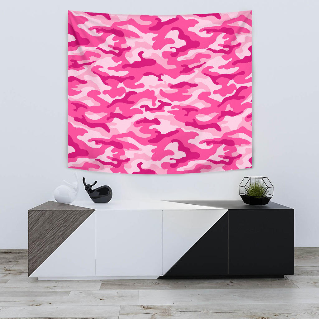 Pink Camouflage Wall Tapestry