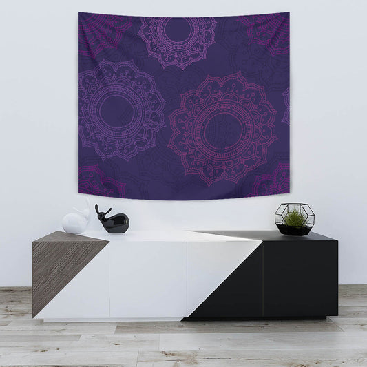 Purple Mandalas Wall Tapestry