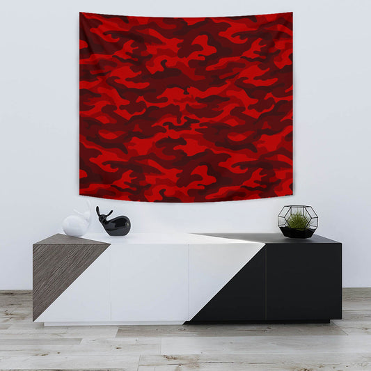 Red Camouflage Wall Tapestry