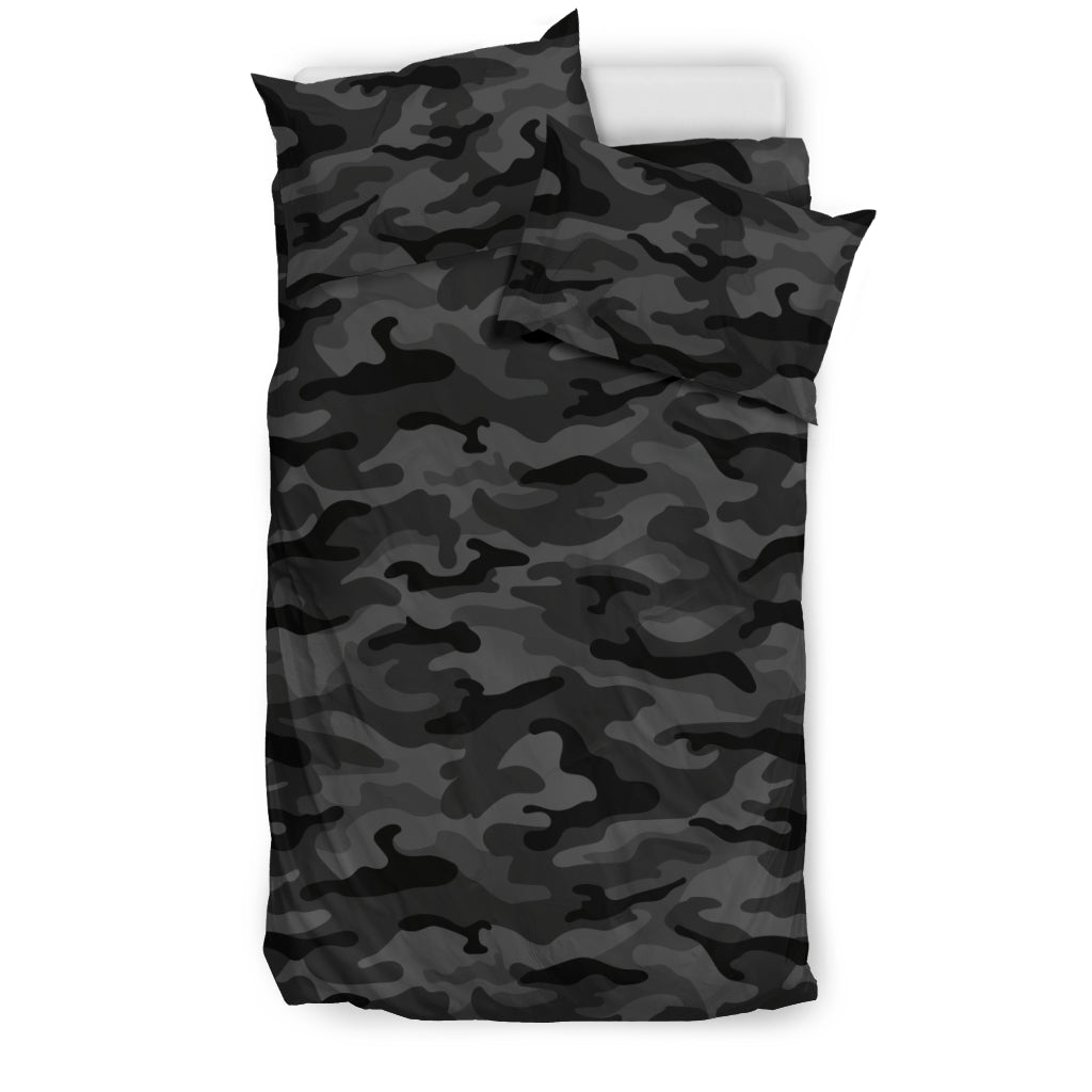 Dark Grey Camouflage Bedding Set