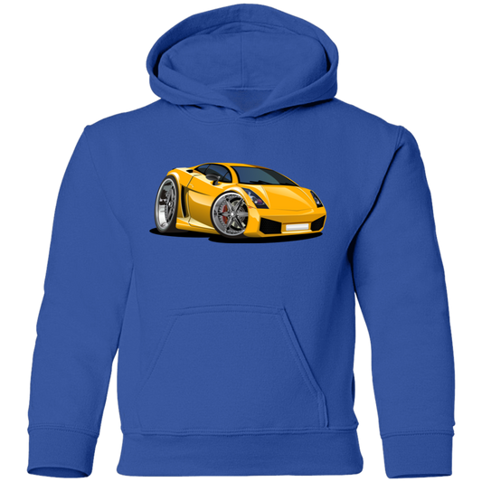 Yellow Sports Car Kids Hoodie