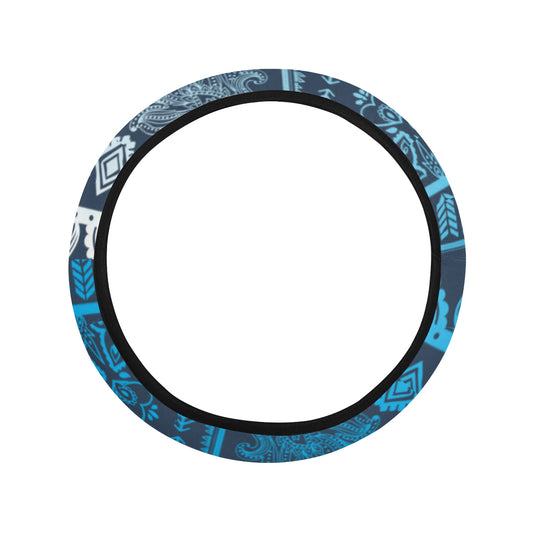 Blue Boho Chic Bohemian Steering Wheel Cover