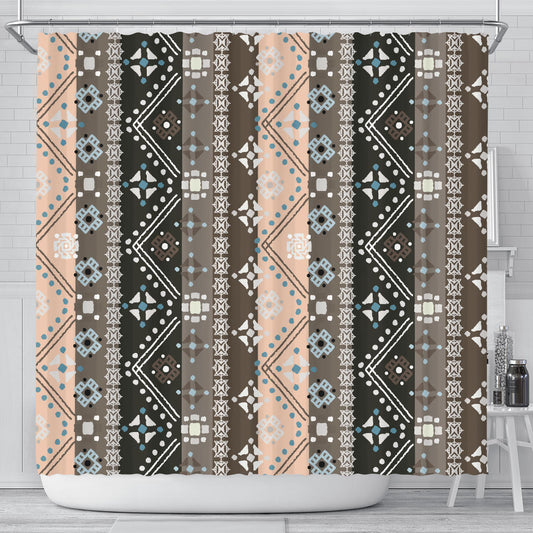 Brown Boho Ethnic Shower Curtain