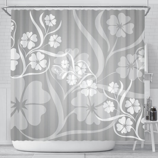 Grey Floral Shower Curtain
