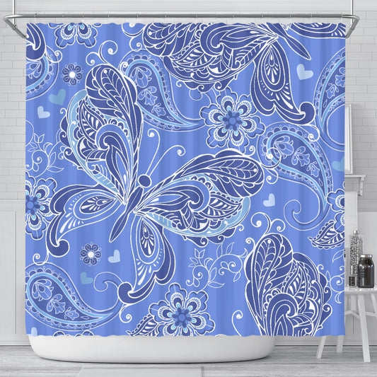 Purple Butterflies Decor Shower Curtain