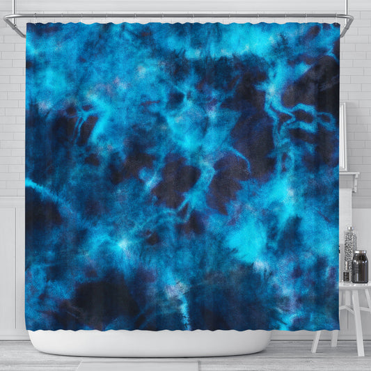 Blue Tie Dye Grunge Shower Curtain