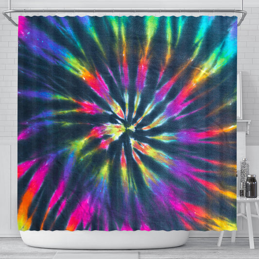 Colorful Neon Tie Dye Shower Curtain
