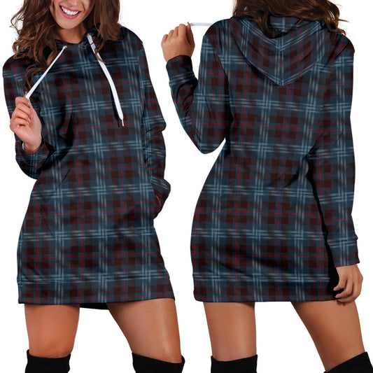 Blue Plaid Womens Hoodie Dress