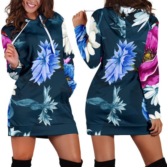 Colorful Flowers Womens Hoodie Dress