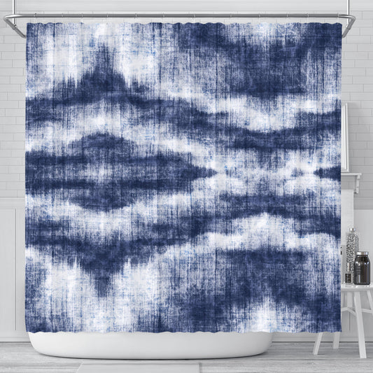 Denim Blue Abstract Shower Curtain