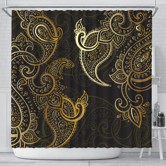 Rusty Gold Brown Shower Curtain