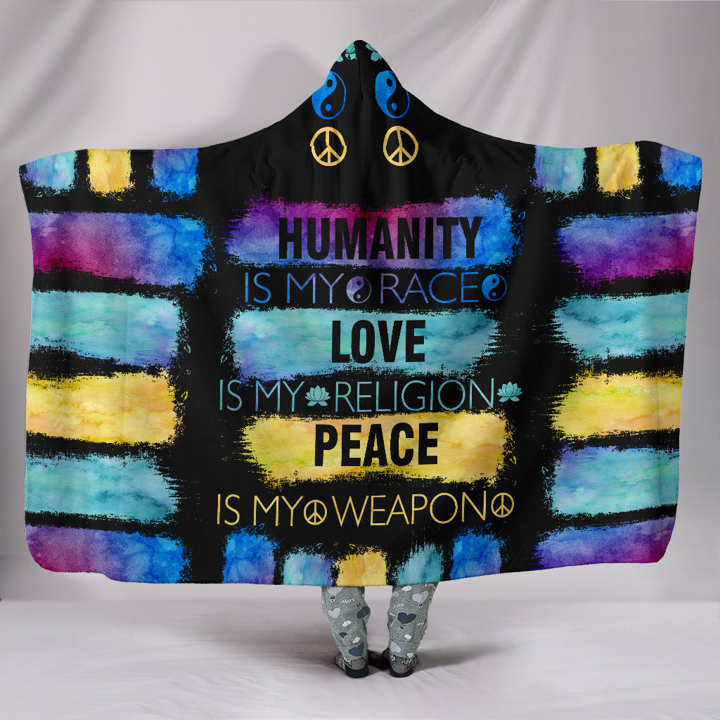 Humanity - Peace - Love - Hooded Blanket