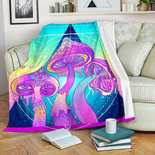 Colorful Magic Mushrooms Blanket