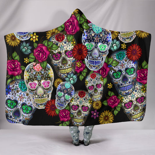 Sugar Skull - Hooded Blanket