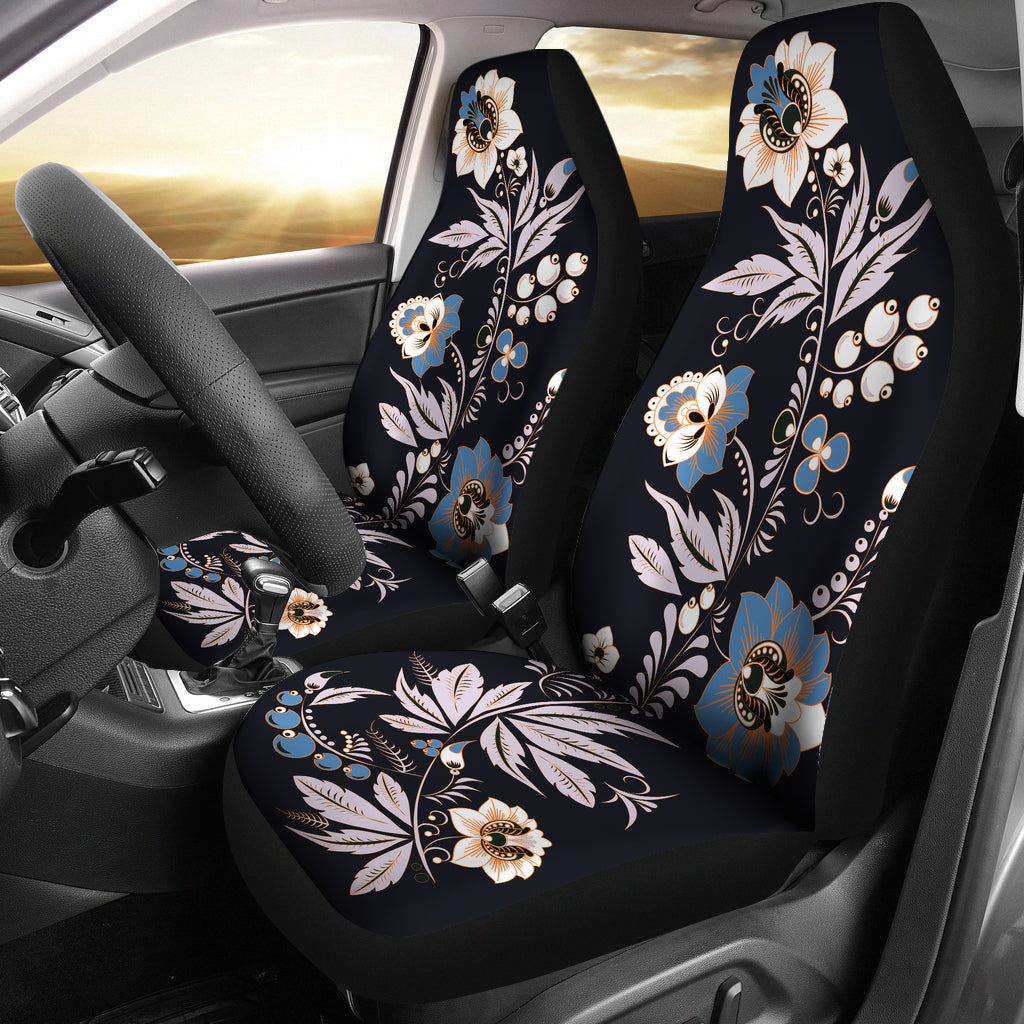 Black Floral Car Seat Covers