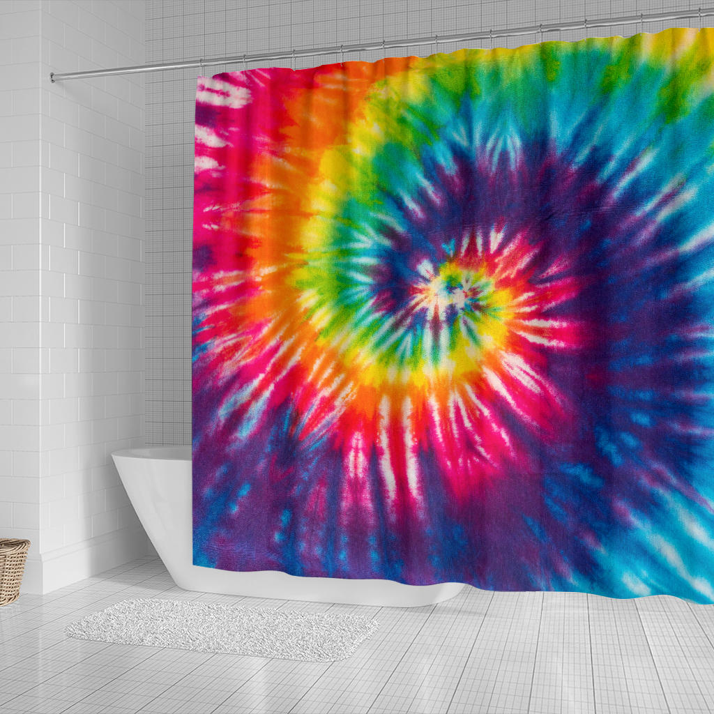 Colorful Tie Dye Spiral Shower Curtain
