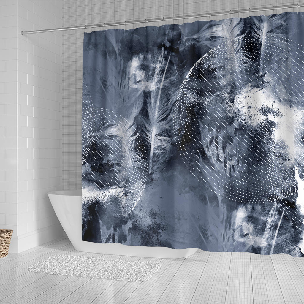 Grey Feathers Shower Curtain