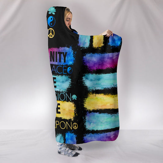 Humanity - Peace - Love - Hooded Blanket