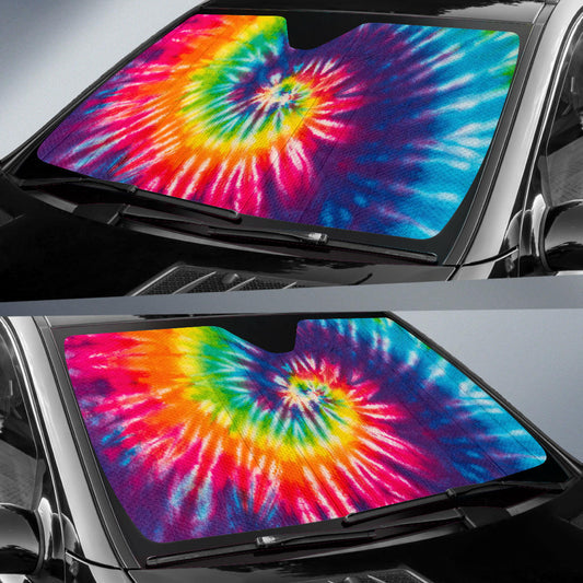 Colorful Tie Dye Spiral Car Sun Shades