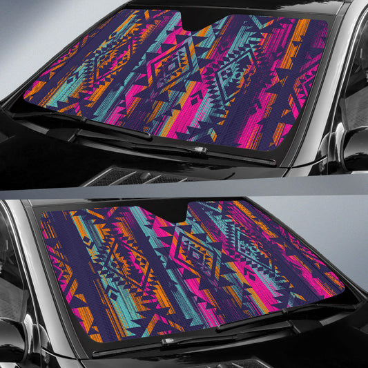 Colorful Boho Aztec Streaks Car Sun Shades