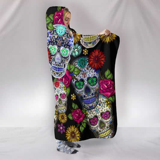 Sugar Skull - Hooded Blanket