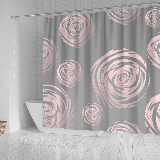 Ivory Abstract Spirals Shower Curtain