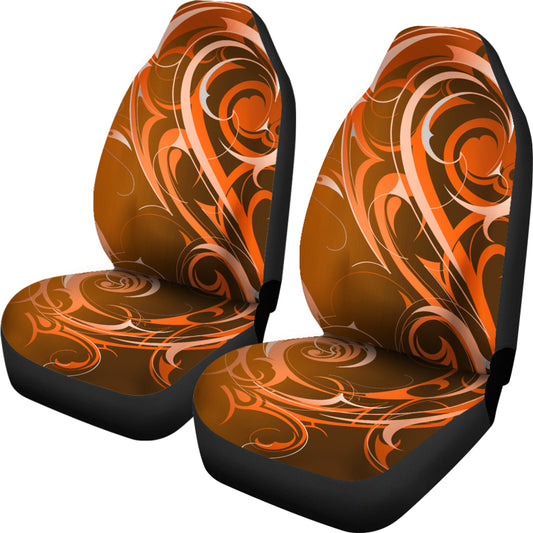 Orange Tribal Swirls Car Seat Covers