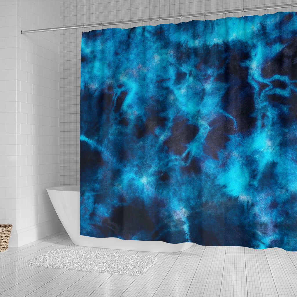 Blue Tie Dye Grunge Shower Curtain