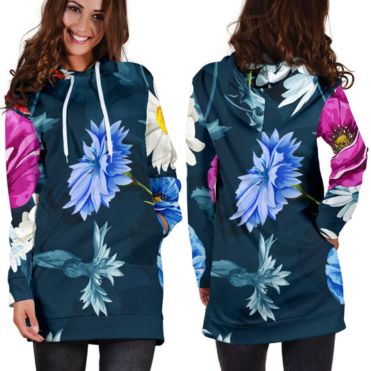 Colorful Flowers Womens Hoodie Dress