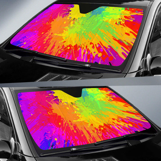 Colorful Paint Splatter Abstract Art Car Sun Shades