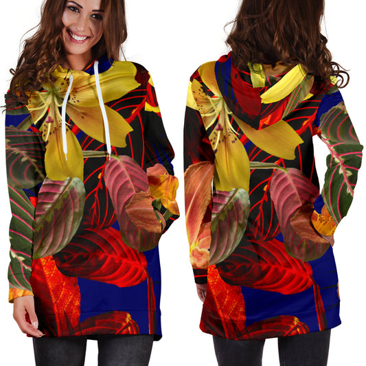 Colorful Flowers Womens Hoodie Dress