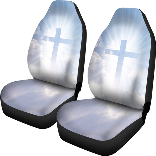 Sky Blue Cross in Clouds Car Seat Covers