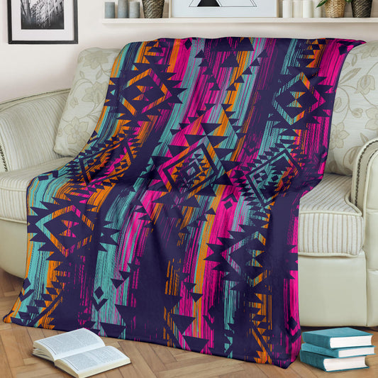 Colorful Boho Aztec Streaks Blanket